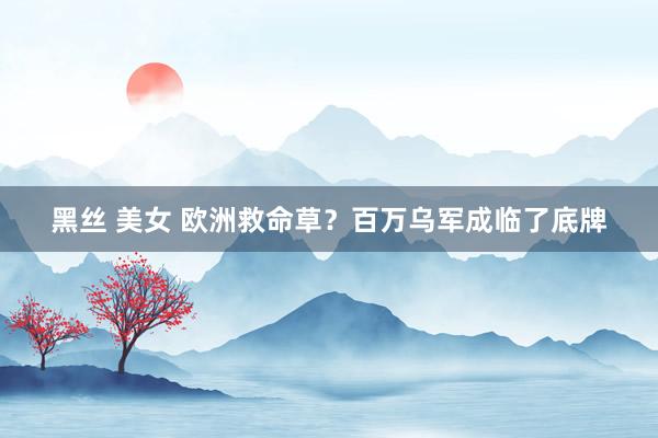 黑丝 美女 欧洲救命草？百万乌军成临了底牌