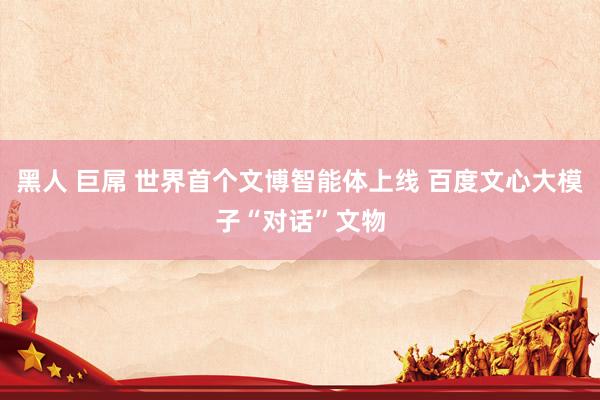 黑人 巨屌 世界首个文博智能体上线 百度文心大模子“对话”文物